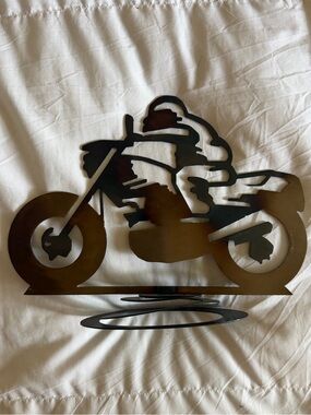 🏍️ 7” Metal Motorcycle Silhouette Standing Custom Biker Decor Art